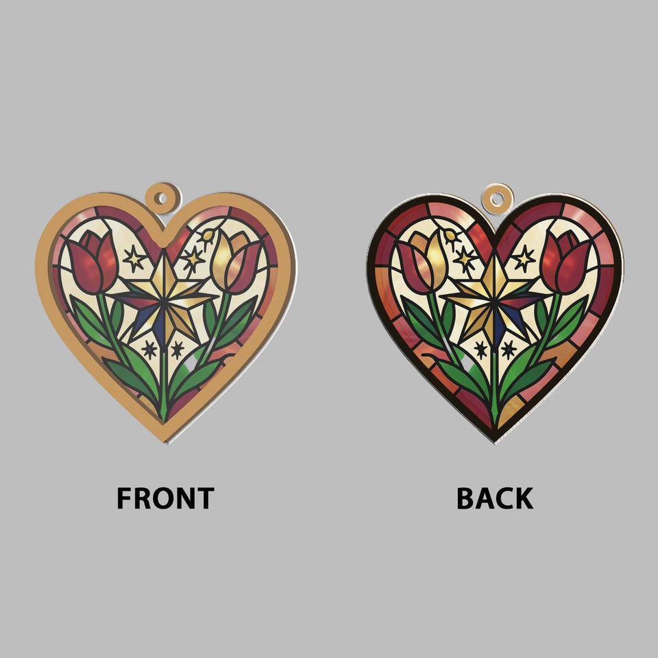 Nordic Folk Heart Wreath Window Hanging Suncatcher