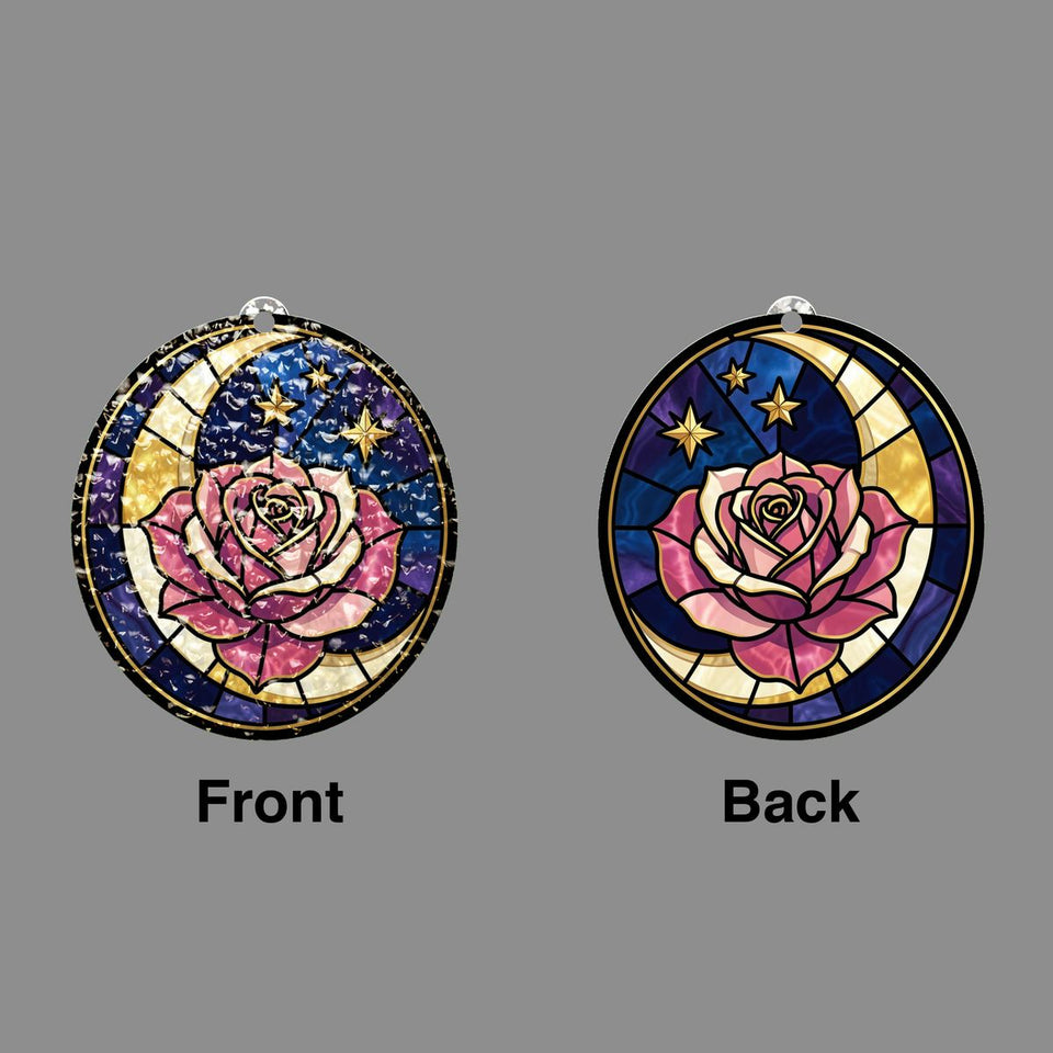 Celestial Rose Moon Circle Water Ripple Suncatcher