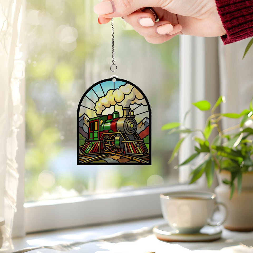 Vintage Steam Train Arch Acrylic Suncatcher