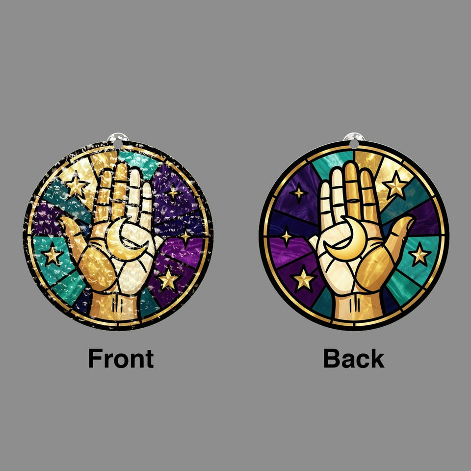 Celestial Hand Moon Circle Water Ripple Suncatcher
