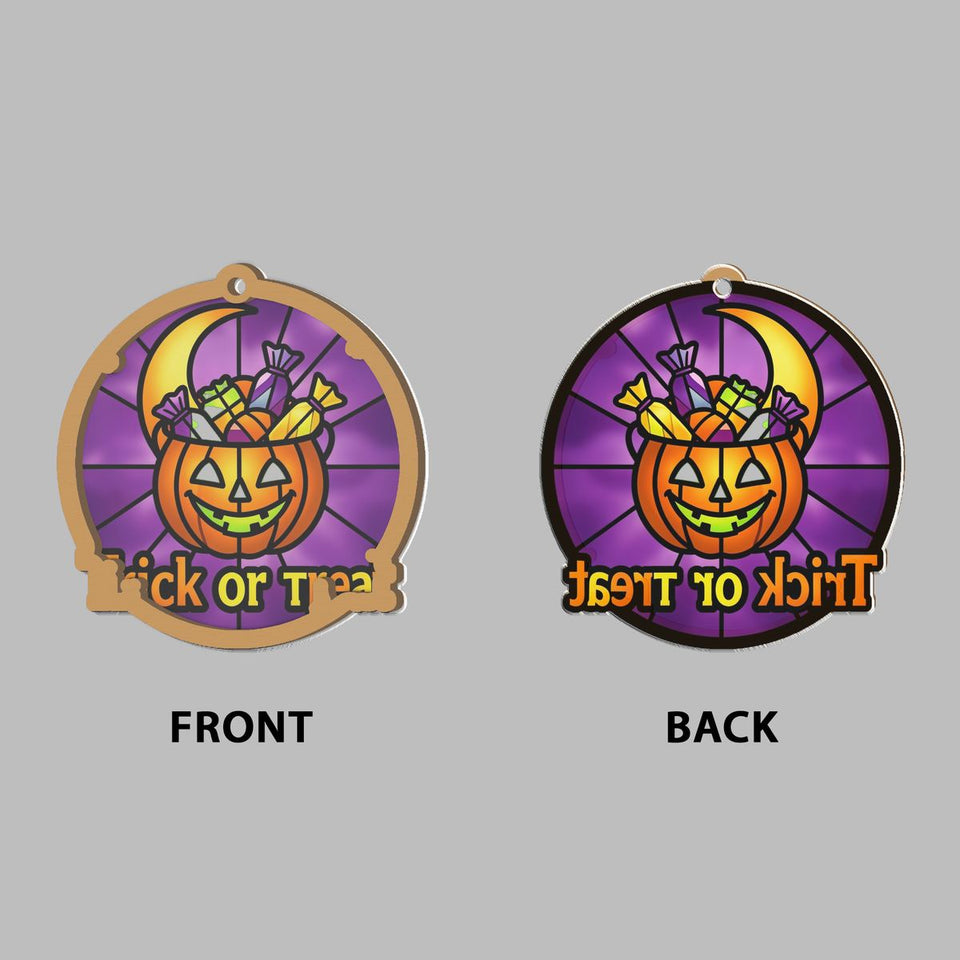 Trick Or Treat Pail Circle Window Hanging Suncatcher