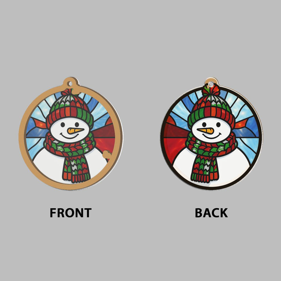Snowman Scarf Circle Window Hanging Suncatcher