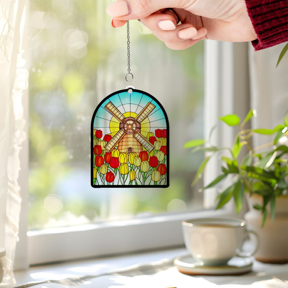Tulip Windmill Arch Acrylic Suncatcher