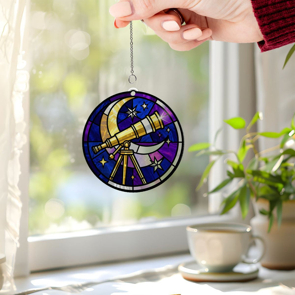 Stargazer Telescope Circle Acrylic Suncatcher