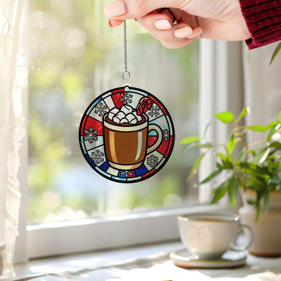 Hot Cocoa Mug Circle Acrylic Suncatcher