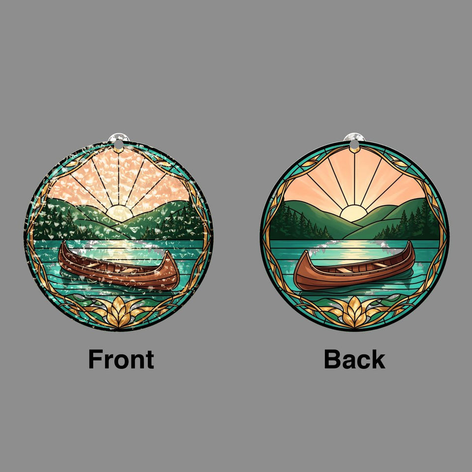 Canoe Lake Sunrise Circle Water Ripple Suncatcher