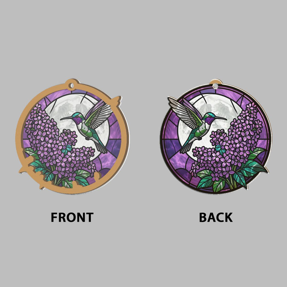 Hummingbird Lilac Moon Circle Window Hanging Suncatcher