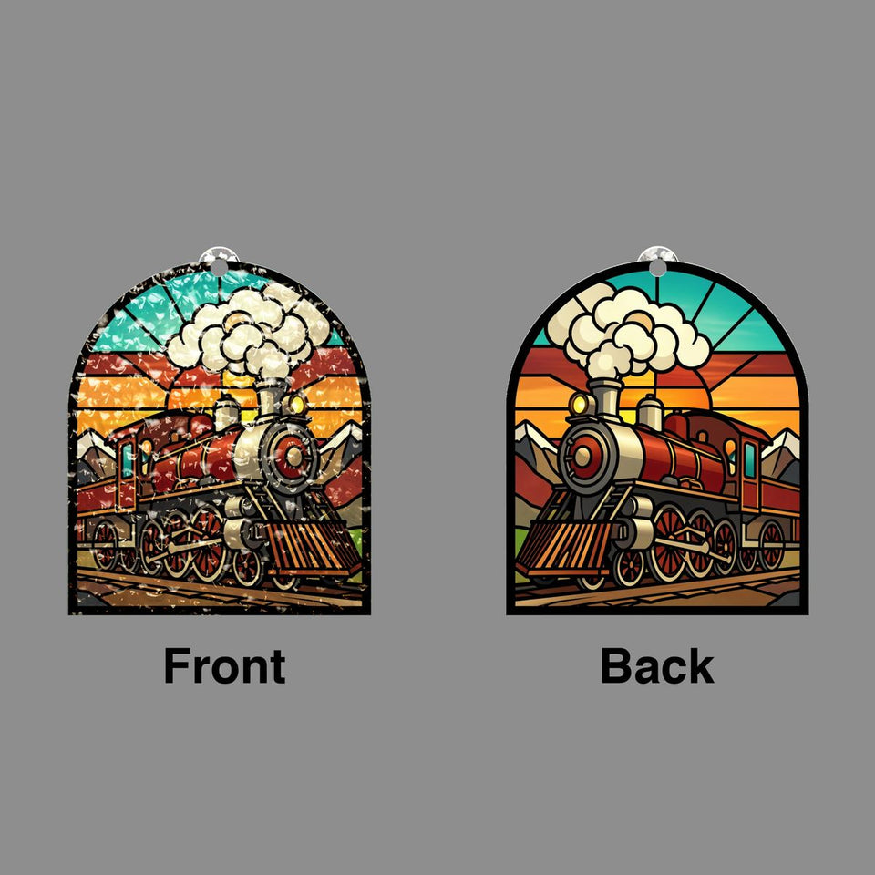Steam Train Mountain Arch Water Ripple Suncatcher