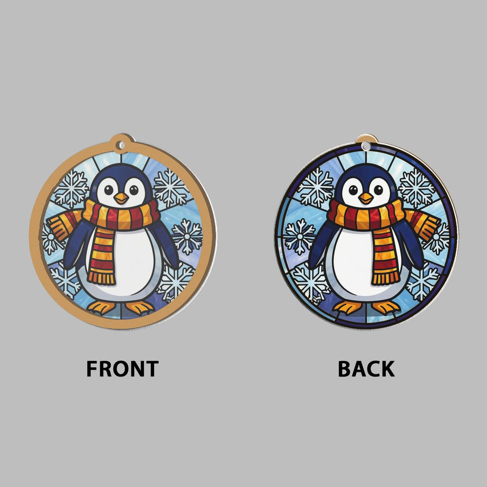 Penguin Scarf Snowflake Window Hanging Suncatcher