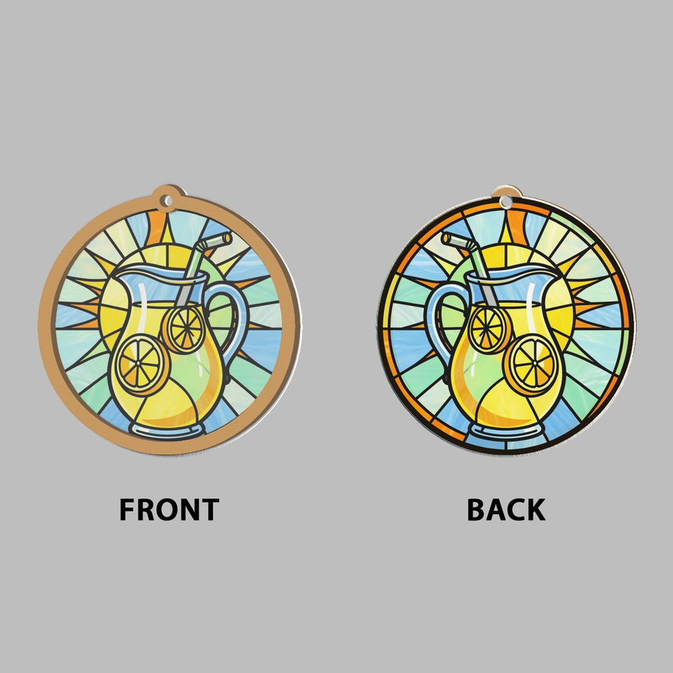 Lemonade Pitcher Summer Circle Window Hanging Suncatcher