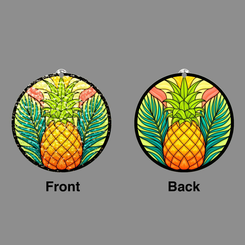 Pineapple Palm Leaf Circle Water Ripple Suncatcher