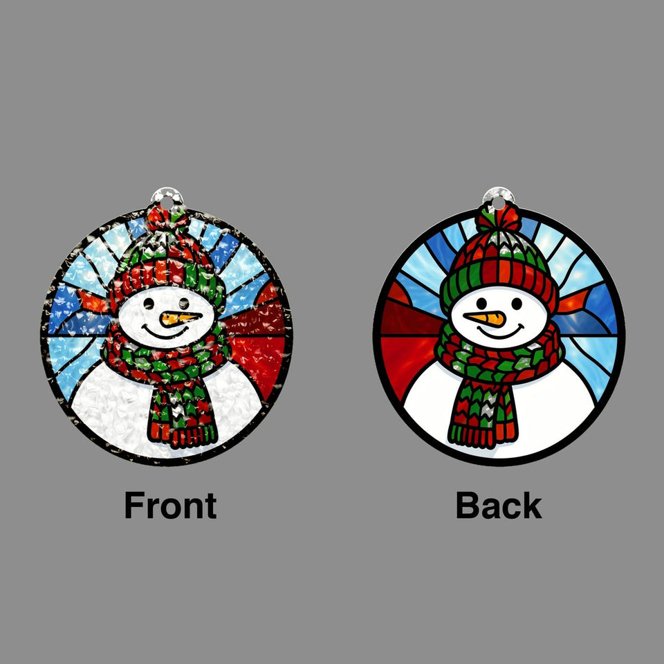Snowman Scarf Circle Water Ripple Suncatcher