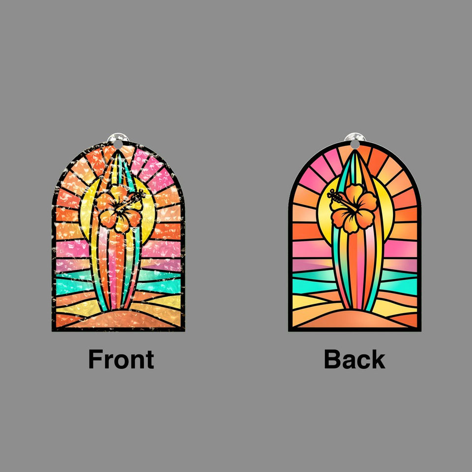 Surfboard Sunset Arch Water Ripple Suncatcher
