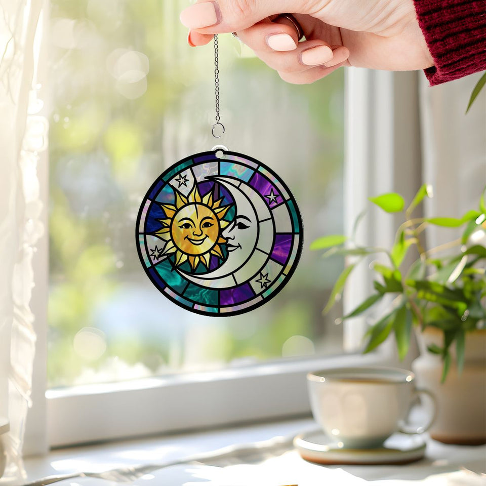 Sun Moon Celestial Circle Acrylic Suncatcher
