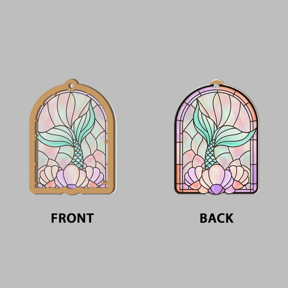 Mermaid Tail Shell Arch Window Hanging Suncatcher