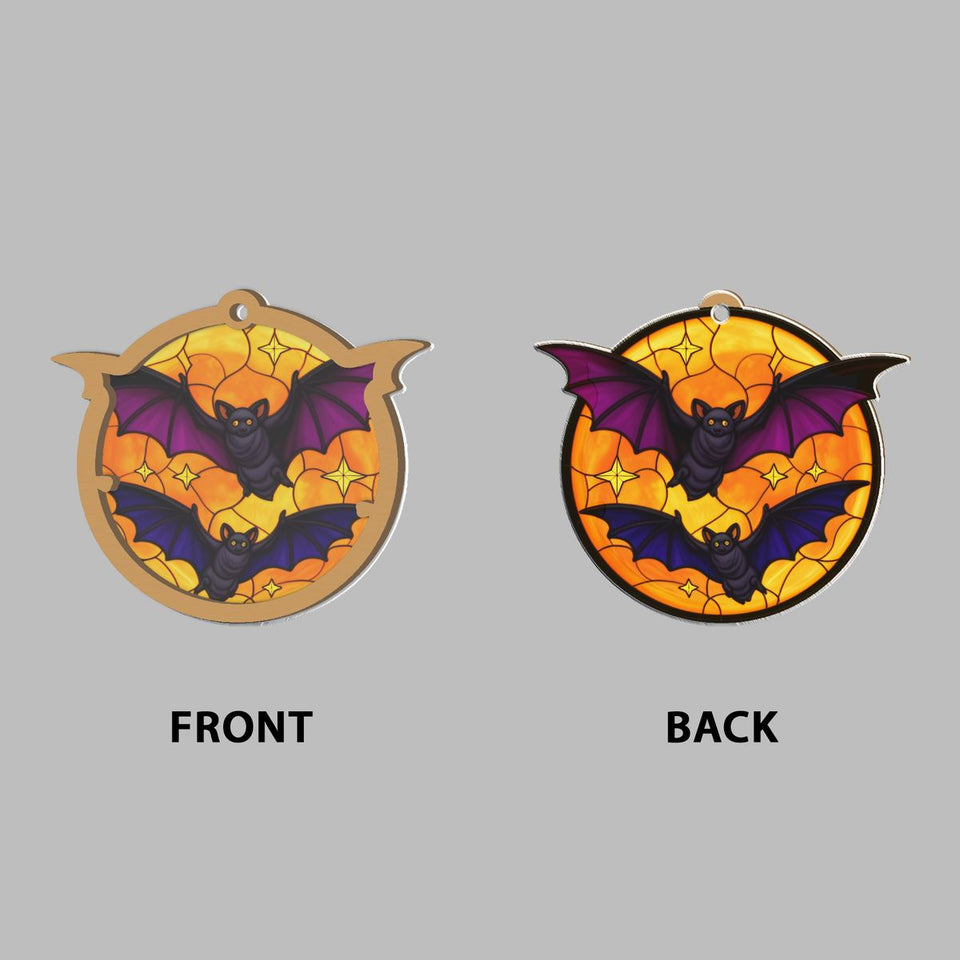Bats Over Orange Moon Window Hanging Suncatcher