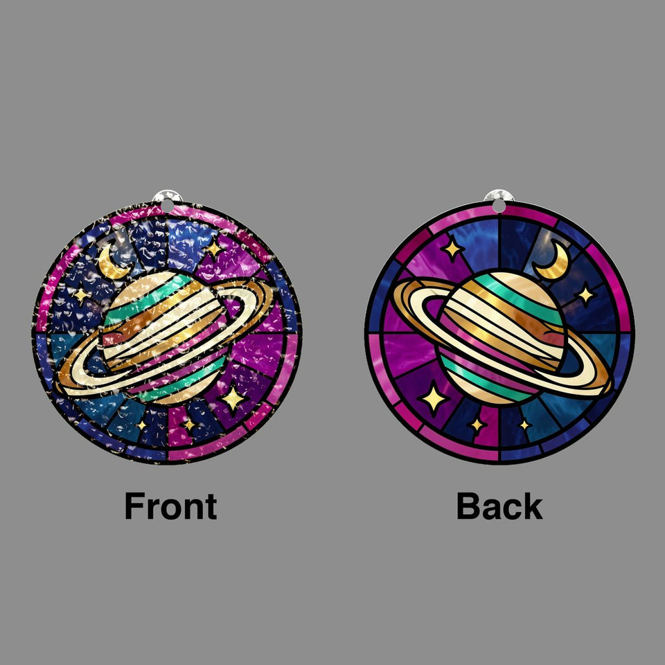 Ringed Planet Stars Circle Water Ripple Suncatcher