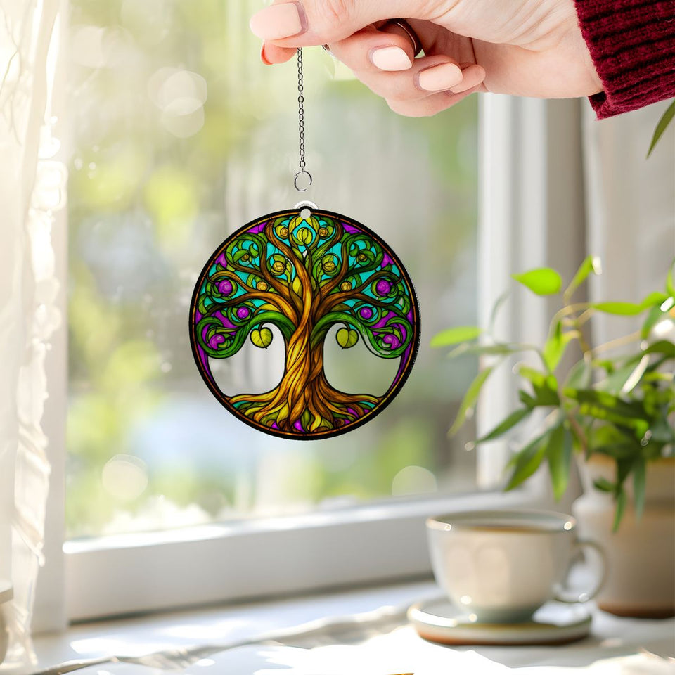 Tree of Life Memorial Circle Acrylic Suncatcher