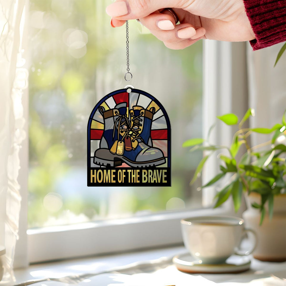 Veteran Dog Tags Boots Acrylic Suncatcher