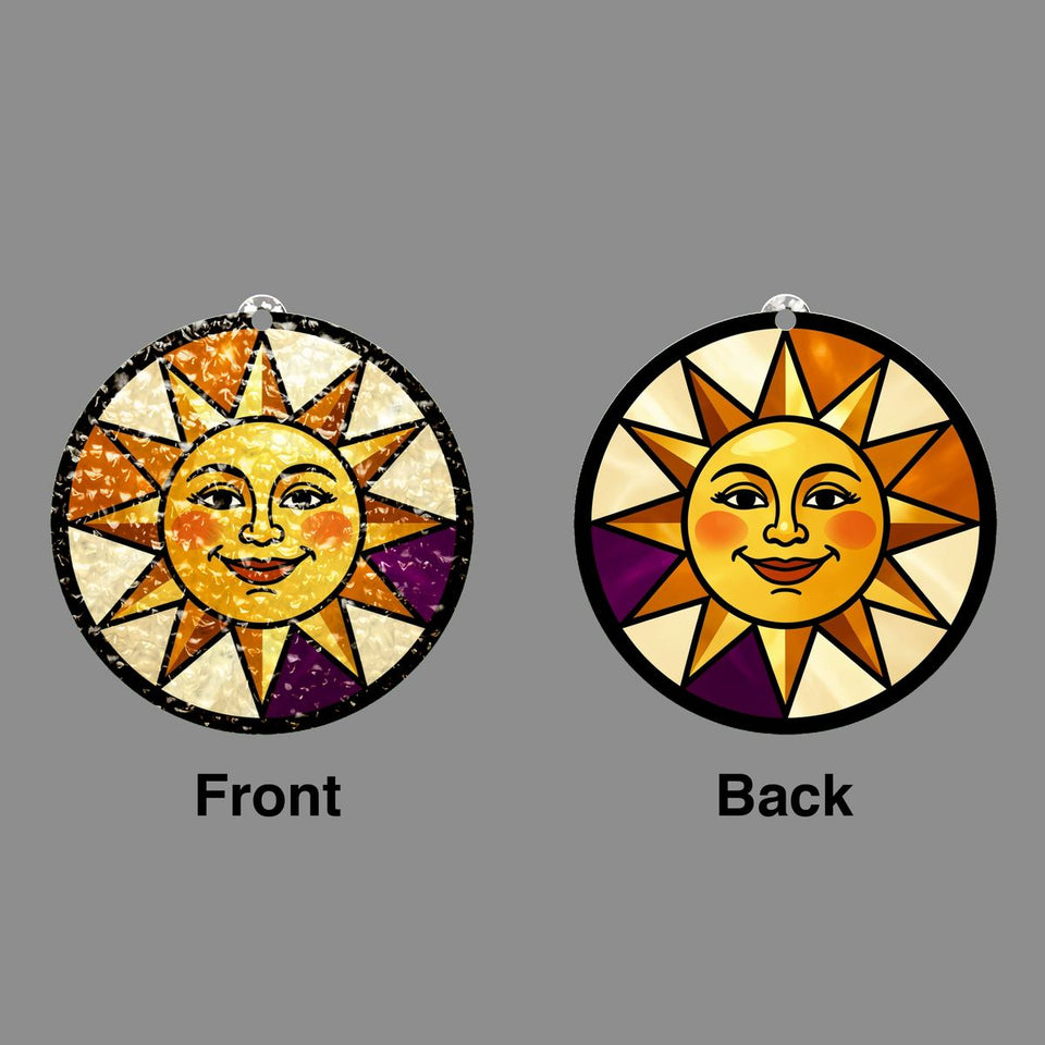 Radiant Sun Face Circle Water Ripple Suncatcher
