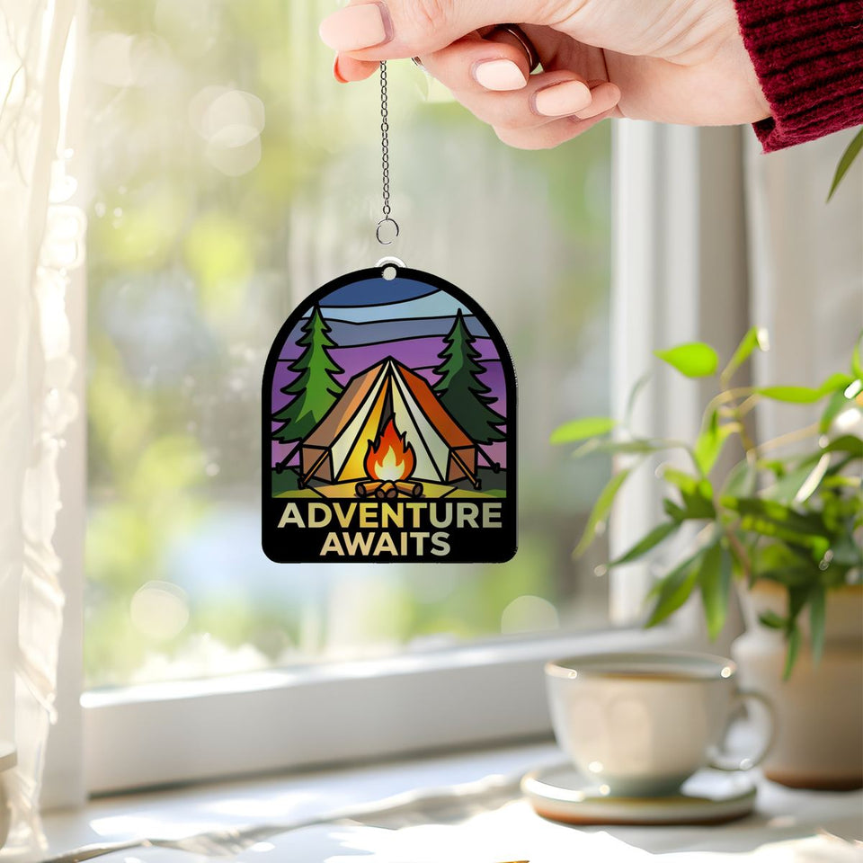 Camping Tent Campfire Arch Acrylic Suncatcher