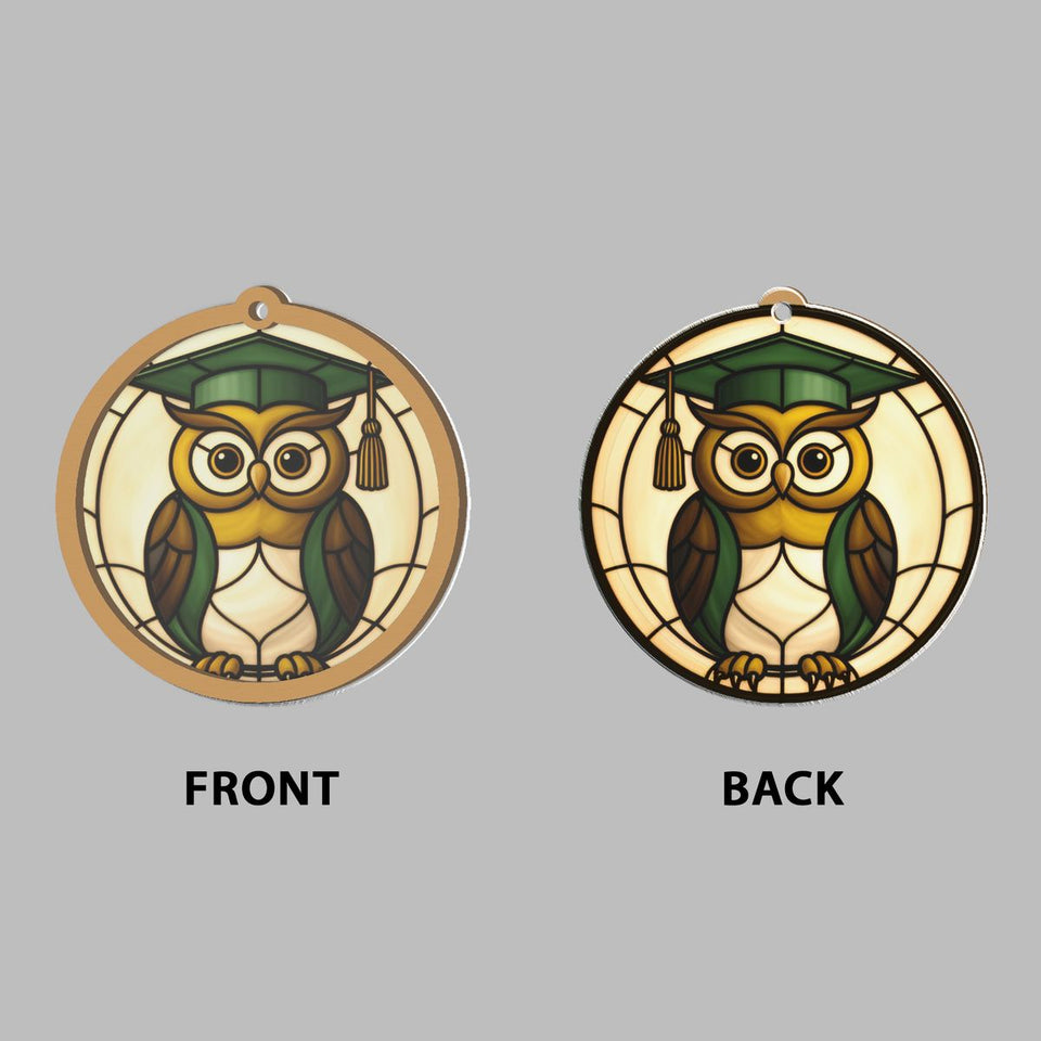 Wise Owl Graduation Cap Window Hanging Suncatcher