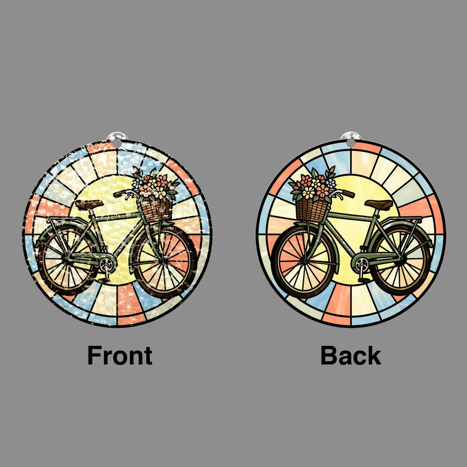 Flower Basket Bicycle Circle Water Ripple Suncatcher