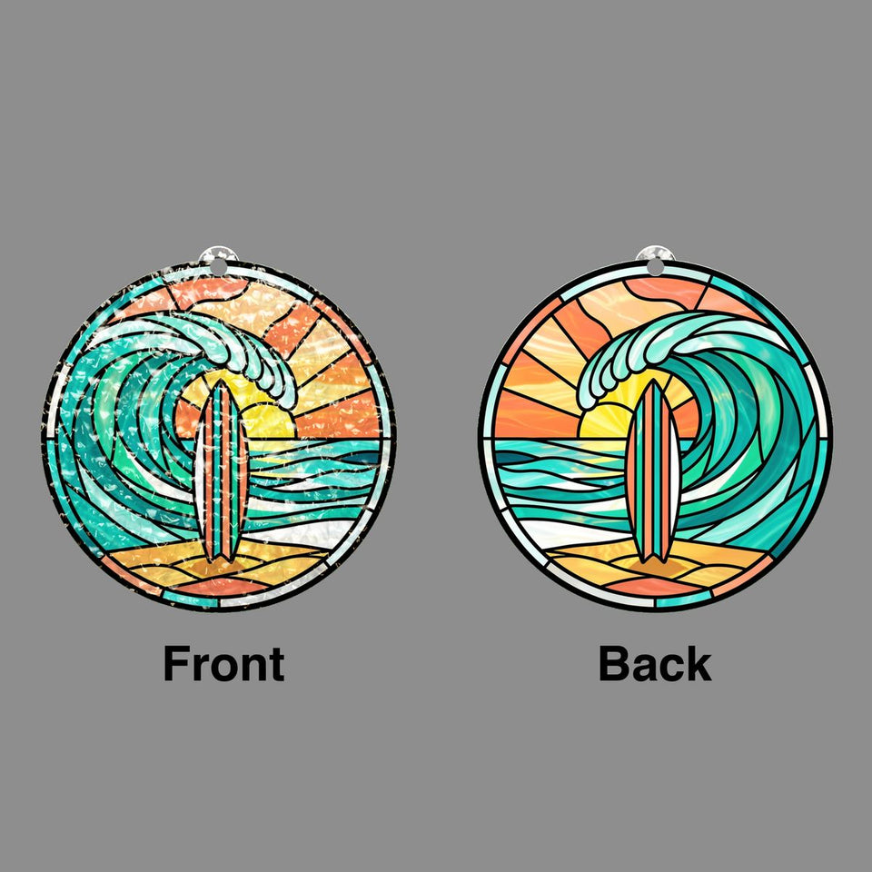 Surfboard Wave Circle Water Ripple Suncatcher