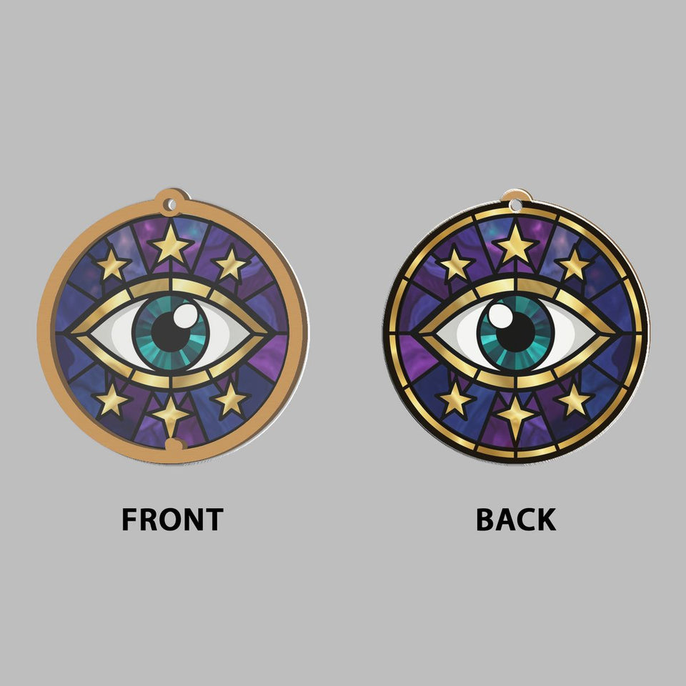 Celestial Eye Crescent Circle Window Hanging Suncatcher