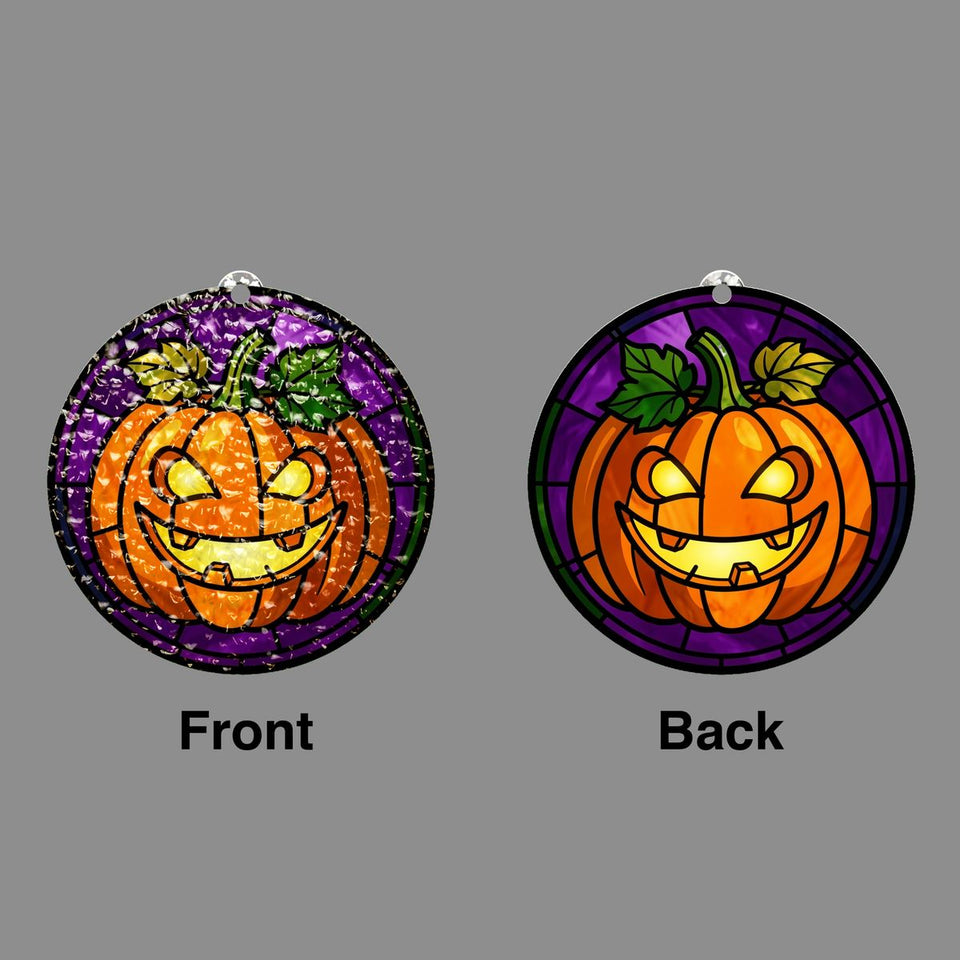 Jack O Lantern Grin Circle Water Ripple Suncatcher