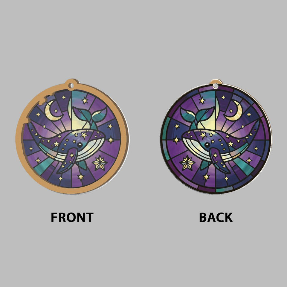 Starry Whale Night Circle Window Hanging Suncatcher