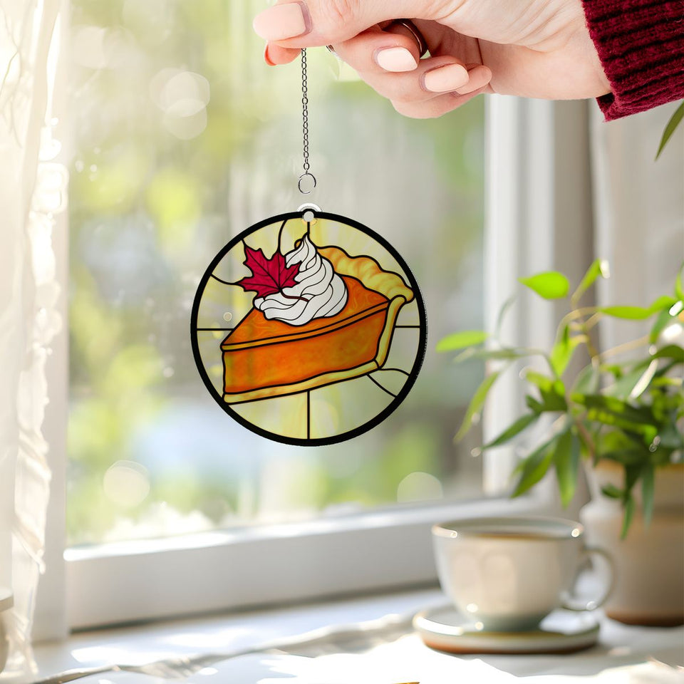 Pumpkin Pie Slice Circle Acrylic Suncatcher
