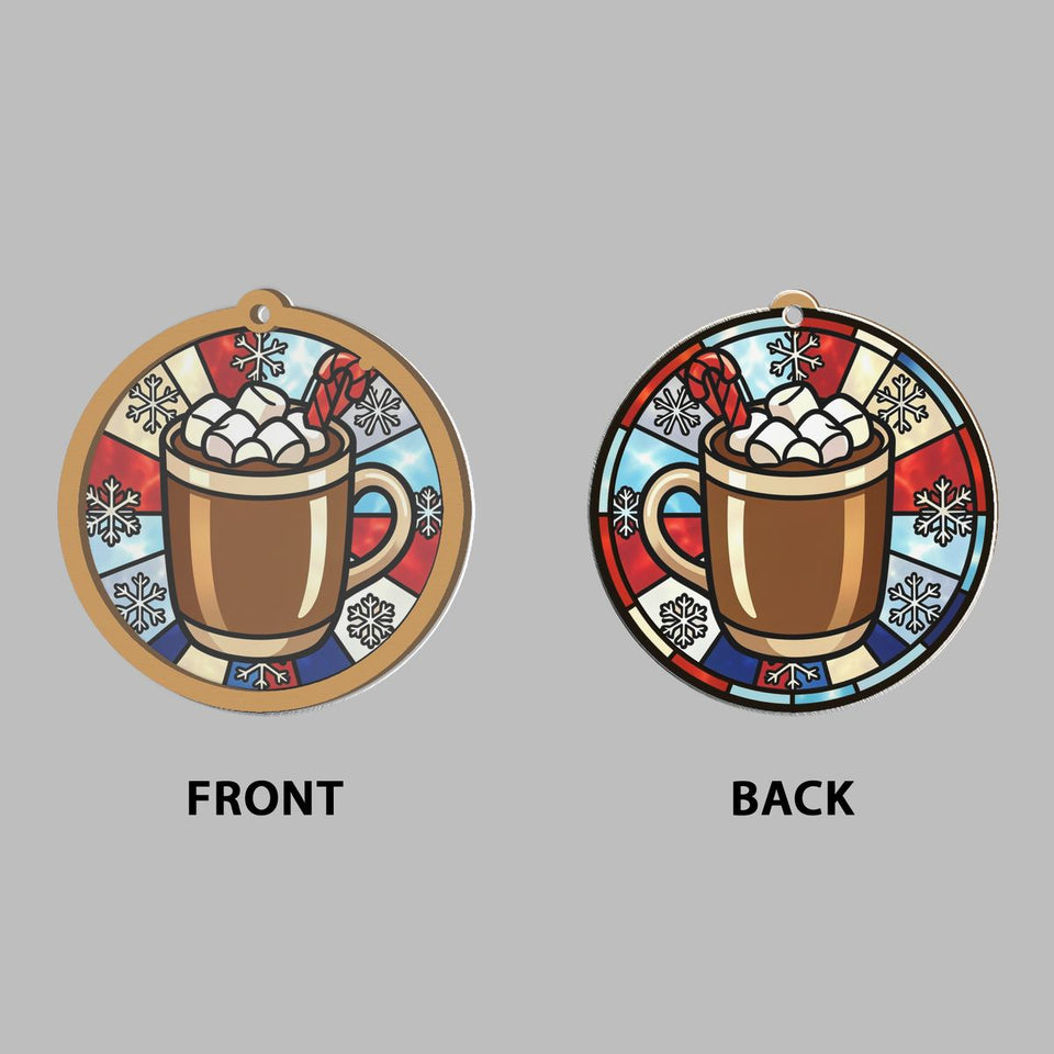 Hot Cocoa Mug Circle Window Hanging Suncatcher