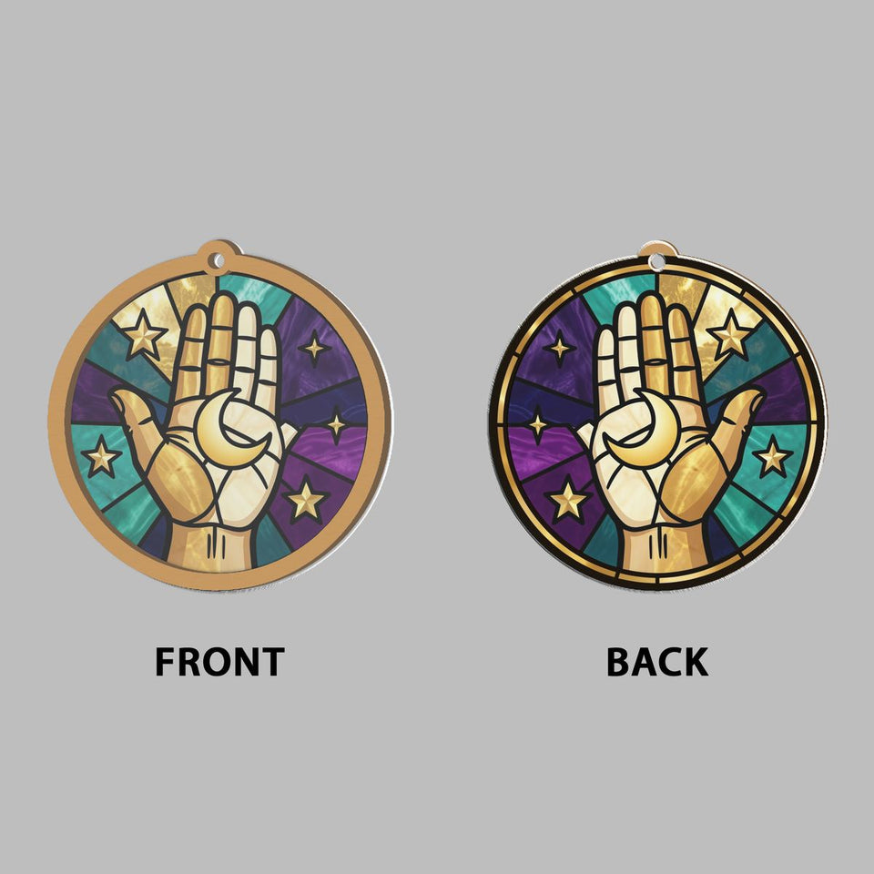 Celestial Hand Moon Circle Window Hanging Suncatcher