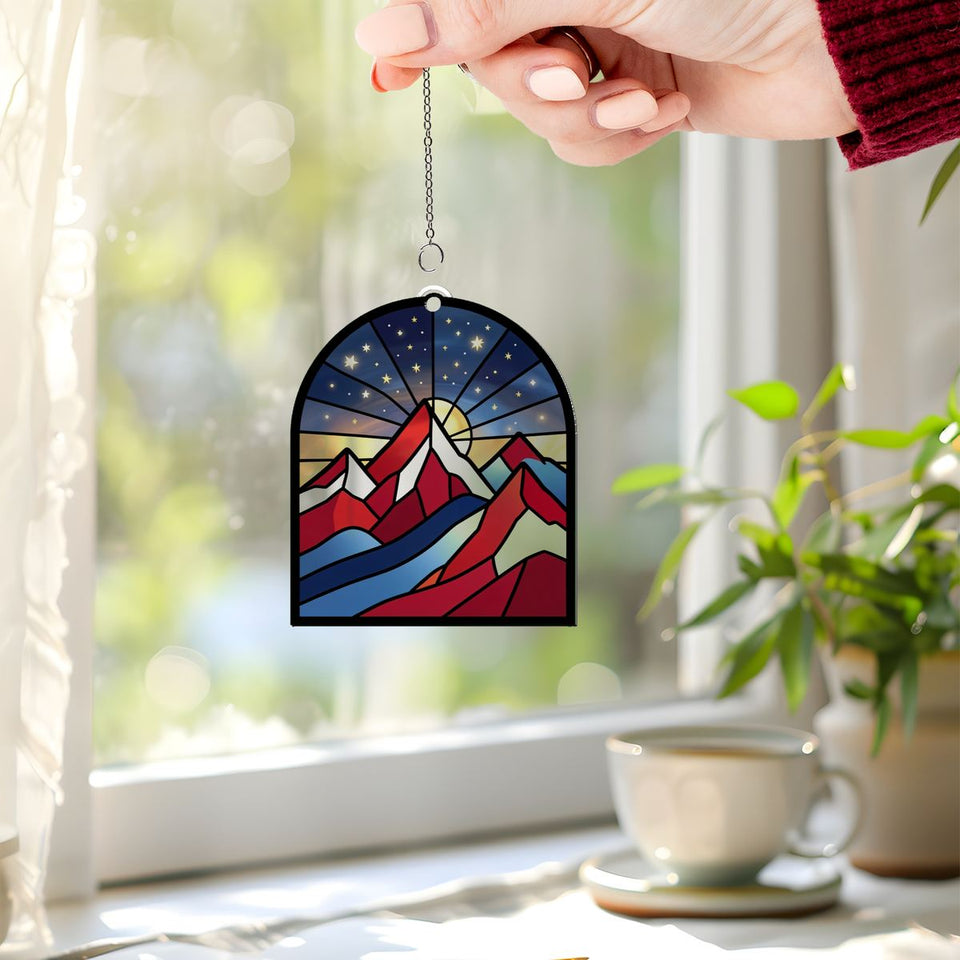 Patriotic Mountain Arch Acrylic Suncatcher