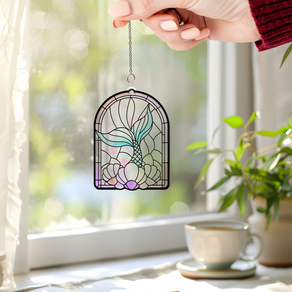 Mermaid Tail Shell Arch Acrylic Suncatcher