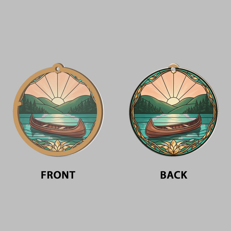 Canoe Lake Sunrise Circle Window Hanging Suncatcher