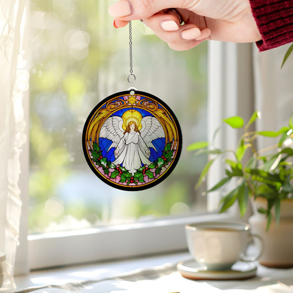 Christmas Angel Halo Circle Acrylic Suncatcher