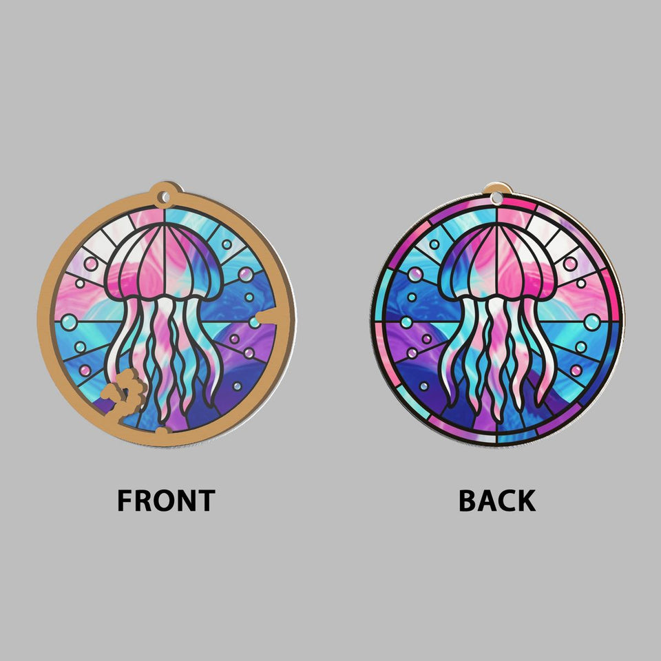 Jellyfish Glow Circle Window Hanging Suncatcher