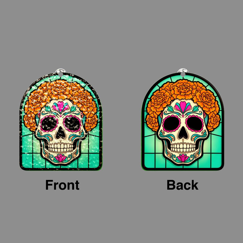 Sugar Skull Marigold Arch Water Ripple Suncatcher