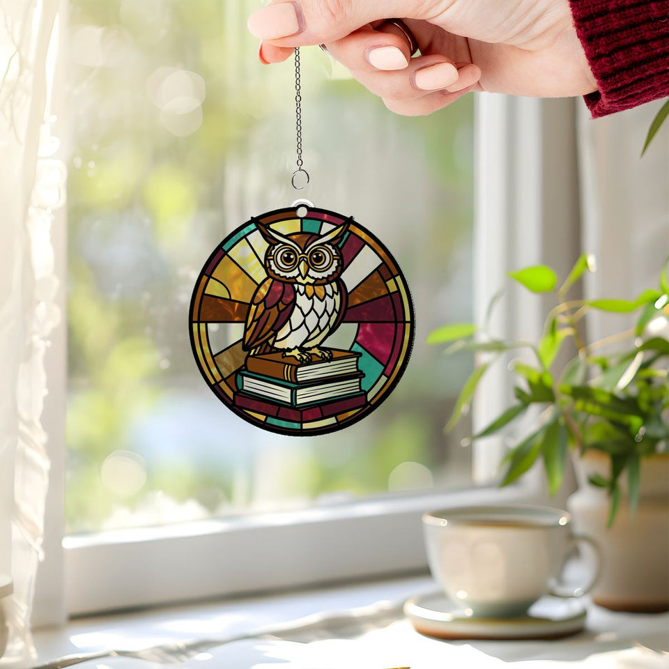 Wise Owl Books Circle Acrylic Suncatcher