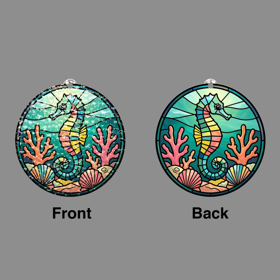Seahorse Coral Reef Circle Water Ripple Suncatcher