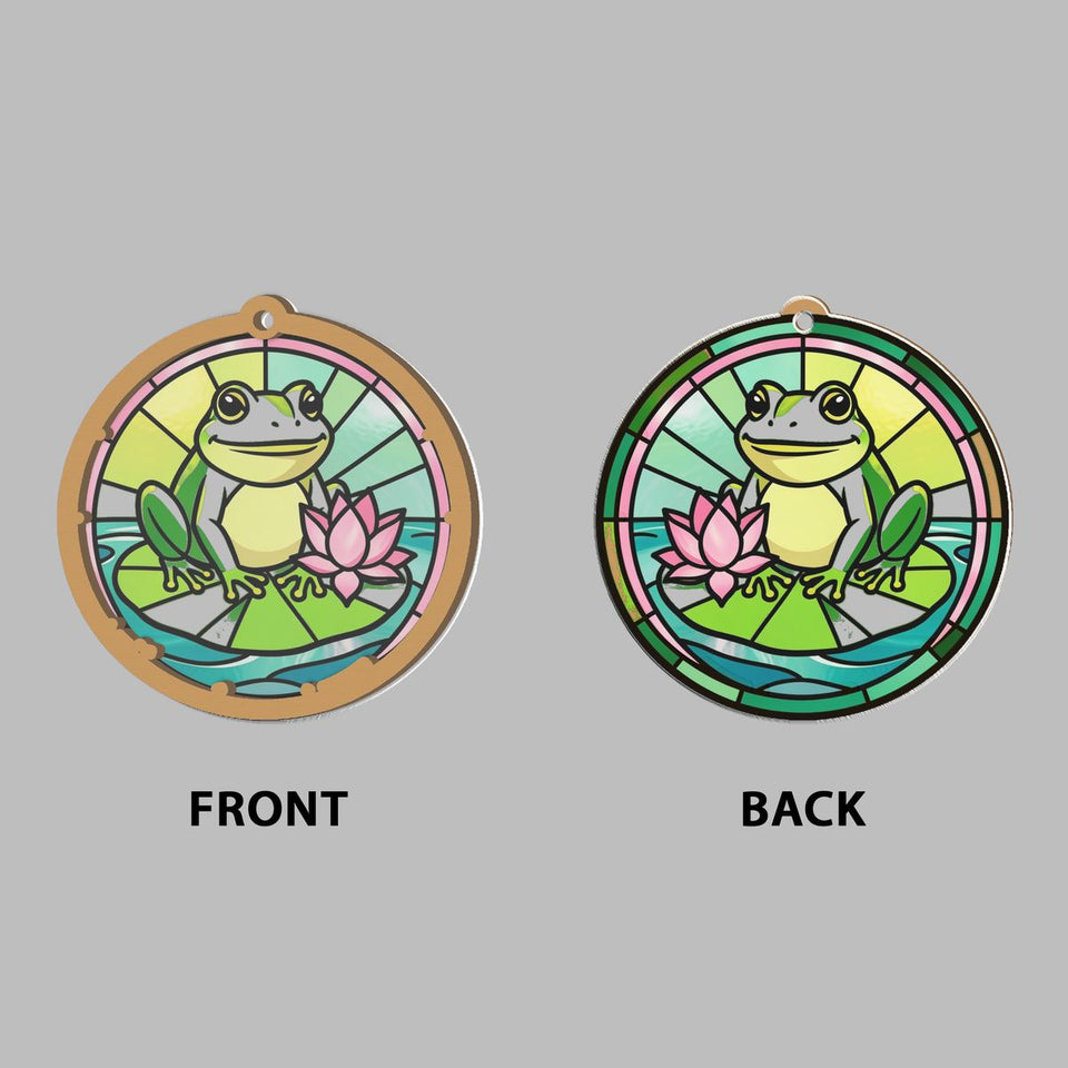 Frog Lily Pad Circle Window Hanging Suncatcher