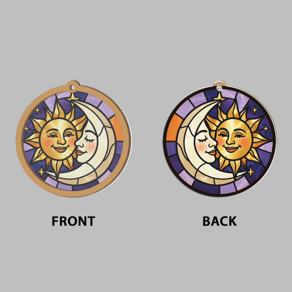 Sun and Moon Embrace Circle Window Hanging Suncatcher