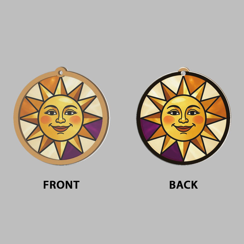 Radiant Sun Face Circle Window Hanging Suncatcher