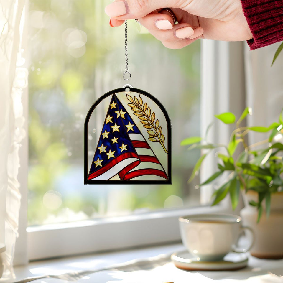 Folded Flag Memorial Arch Acrylic Suncatcher