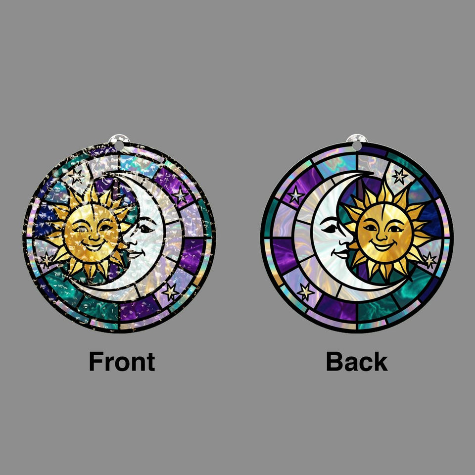 Sun Moon Celestial Circle Water Ripple Suncatcher