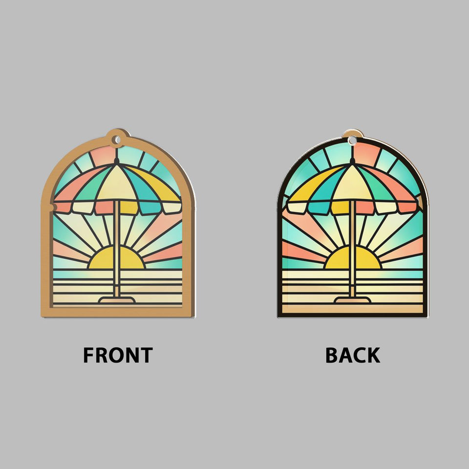 Beach Umbrella Sunset Window Hanging Suncatcher