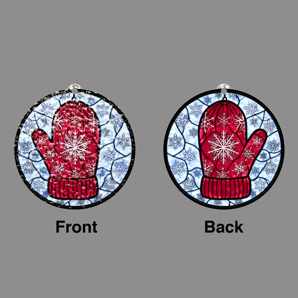 Knit Mitten Snowflake Circle Water Ripple Suncatcher
