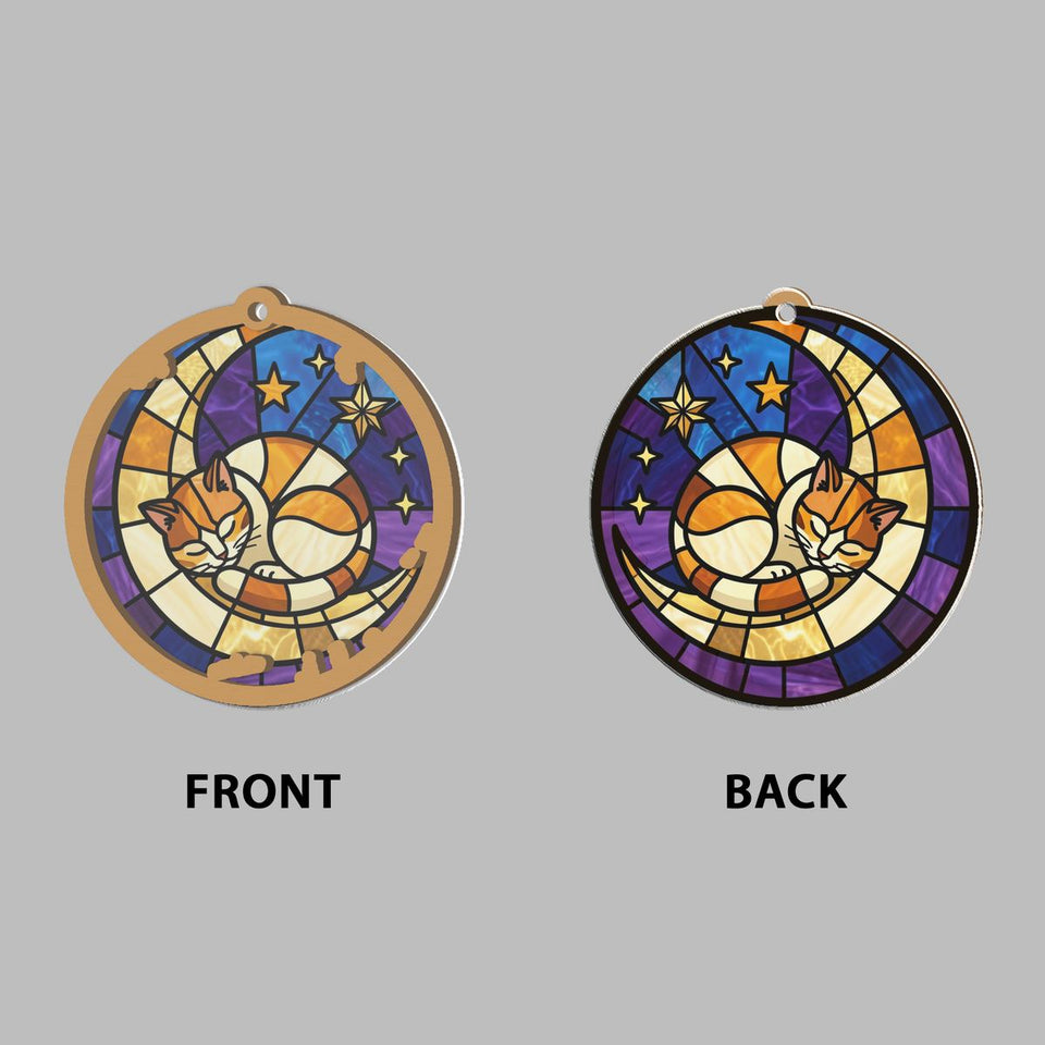 Sleeping Cat Crescent Window Window Hanging Suncatcher